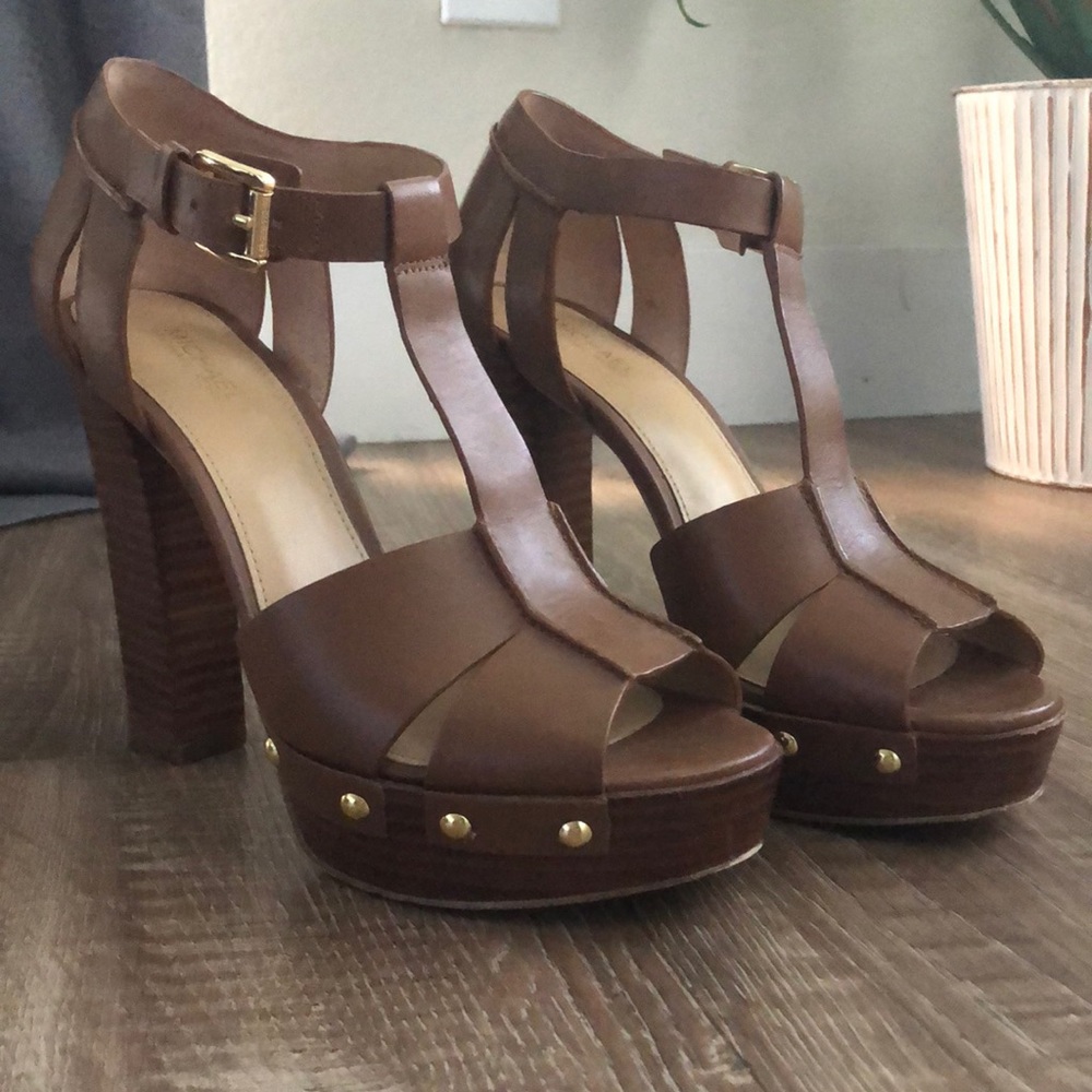 Michael Kors Platform T-Strap Open Toe Heels